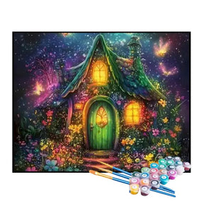 Kit de Pintura Numerada - Casa Encantada na Floresta Mágica