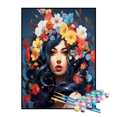 Kit de Pintura Numerada - Menina das Flores Encantadas