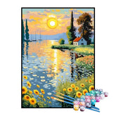 Kit de Pintura Numerada - Girassóis à Beira do Rio