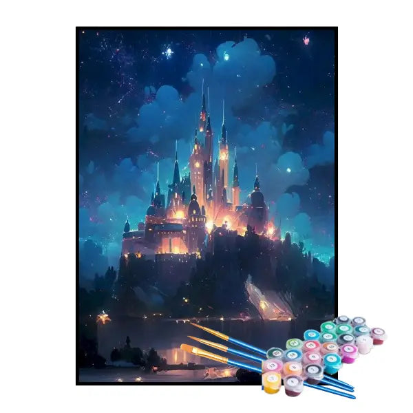 Kit de Pintura Numerada - Castelo da Disney no Topo da Montanha