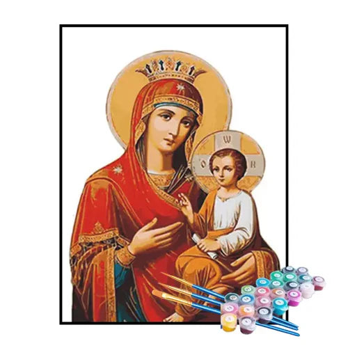 Kit de Pintura Numerada - Virgem Maria e Menino Jesus