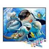 Kit de Pintura Numerada - Amigos Marinhos