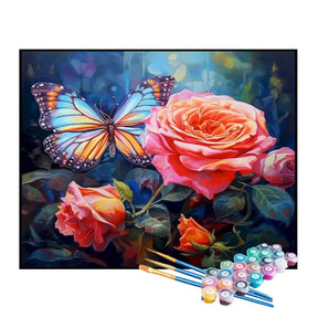 Kit de Pintura Numerada - A Borboleta na Rosa