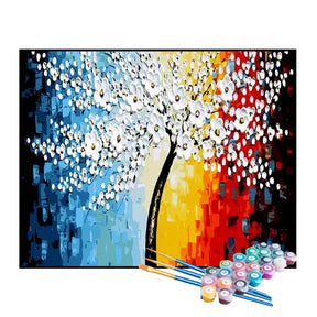 Kit de Pintura Numerada - Árvore Branca Pintada