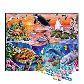 Kit de Pintura Numerada - Vida Marinha