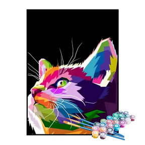 Kit de Pintura Numerada - Gato Colorido de Perfil