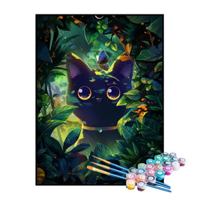 Kit de Pintura Numerada - Gato Explorando a Natureza
