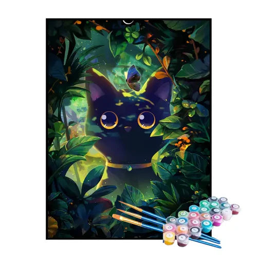 Kit de Pintura Numerada - Gato Explorando a Natureza