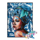 Kit de Pintura Numerada - Mulher com Turbante Azul