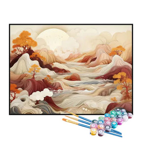 Kit de Pintura Numerada - Montanhas Bege