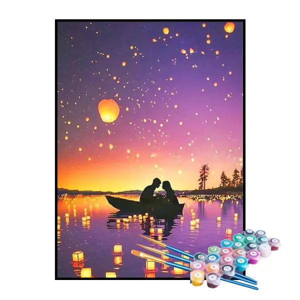 Kit de Pintura Numerada - Romance no Barco ao Luar