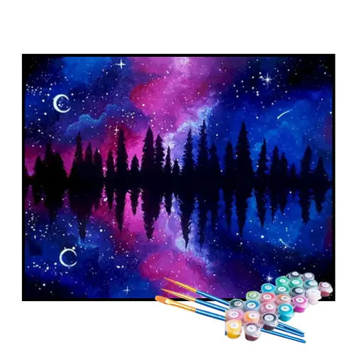 Kit de Pintura Numerada - Floresta na Linha do Horizonte