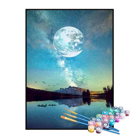 Kit de Pintura Numerada - Lua Cheia sobre o Lago
