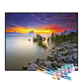Kit de Pintura Numerada - Mar ao Entardecer