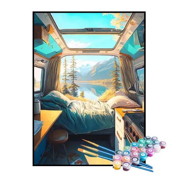 Kit de Pintura Numerada - Trailer com Vista para o Lago
