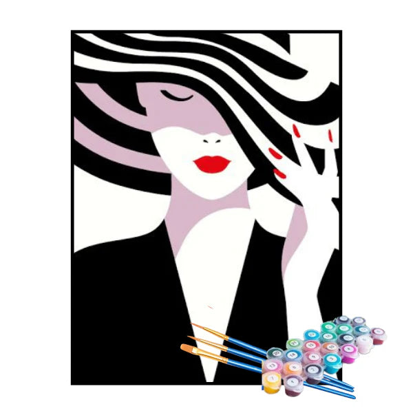 Kit de Pintura Numerada - Mulher com Chapéu