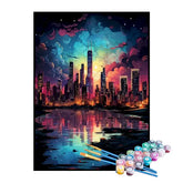 Kit de Pintura Numerada - Prédios Sob o Céu Colorido