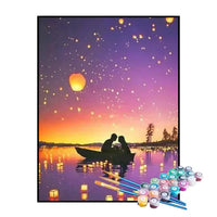 Kit de Pintura Numerada - Casal no Barco ao Entardecer