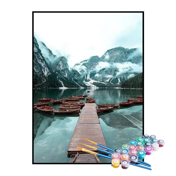 Kit de Pintura Numerada - Terraço no Lago no Inverno