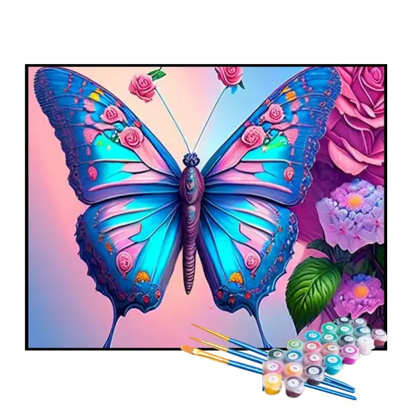 Kit de Pintura Numerada - Borboleta Azul