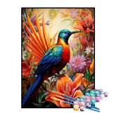 Kit de Pintura Numerada - Pássaro no Jardim de Flores