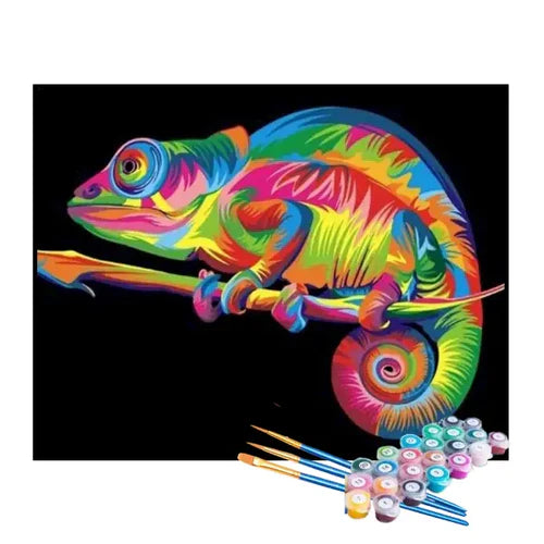 Kit de Pintura Numerada - Iguana Colorida