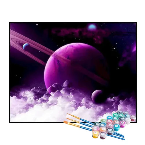 Kit de Pintura Numerada - Planetas Sob as Nuvens