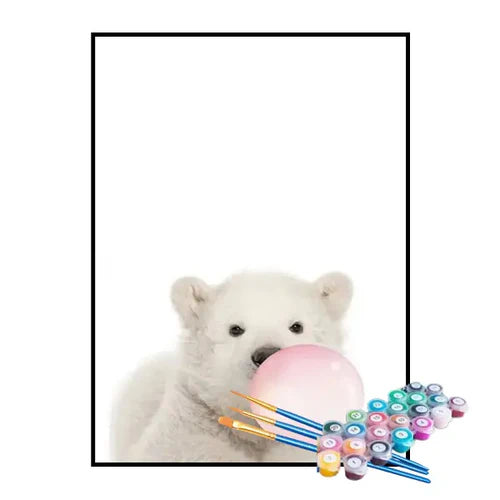 Kit de Pintura Numerada - Urso Polar com Chiclete