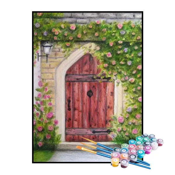 Kit de Pintura Numerada - Porta Triangular com Flores