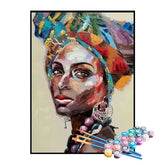 Kit de Pintura Numerada - Mulher com Turbante Colorido