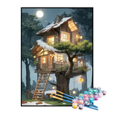 Kit de Pintura Numerada - Casa na Árvore de Madeira