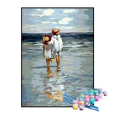 Kit de Pintura Numerada - Mãe e Filha no Mar em Aquarela