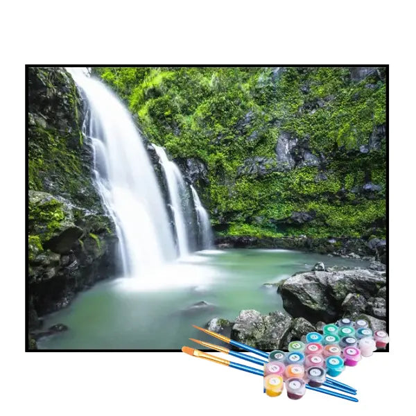 Kit de Pintura Numerada - Cachoeira Desaguando no Lago