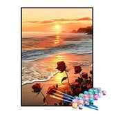 Kit de Pintura Numerada - Rosas na Praia