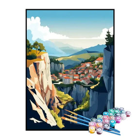 Kit de Pintura Numerada - Cidade nas Montanhas