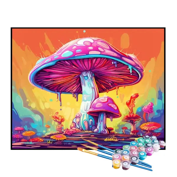 Kit de Pintura Numerada - Cogumelos Derretendo