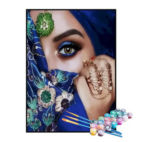 Kit de Pintura Numerada - Mulher com Véu Azul