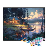 Kit de Pintura Numerada - Cabana Romântica no Lago