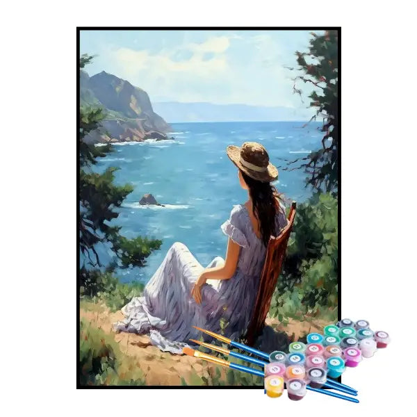 Kit de Pintura Numerada - Mulher Relaxando nas Férias