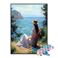 Kit de Pintura Numerada - Mulher Relaxando nas Férias
