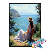 Kit de Pintura Numerada - Mulher Relaxando nas Férias