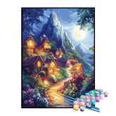 Kit de Pintura Numerada - Chalés Iluminados na Montanha