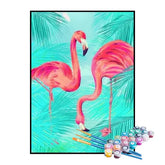 Kit de Pintura Numerada - Flamingos no Céu Azul