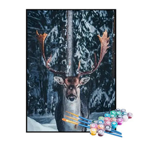 Kit de Pintura Numerada - Alce na Neve