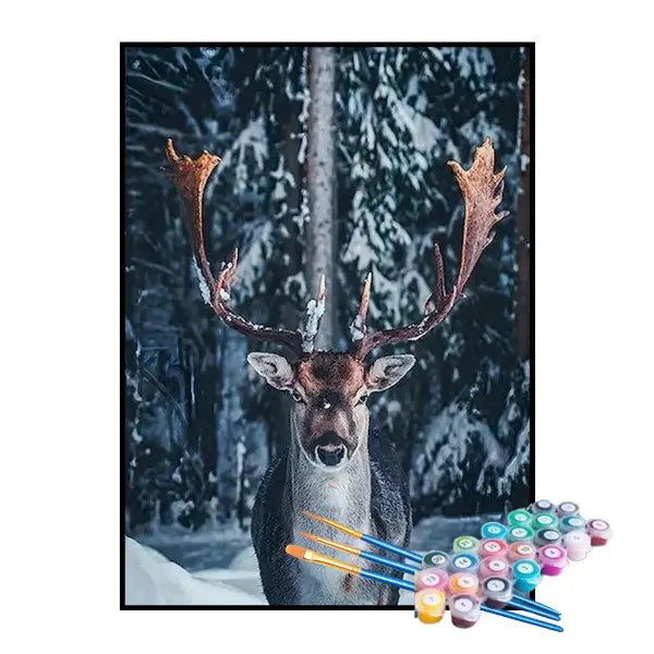 Kit de Pintura Numerada - Alce na Neve