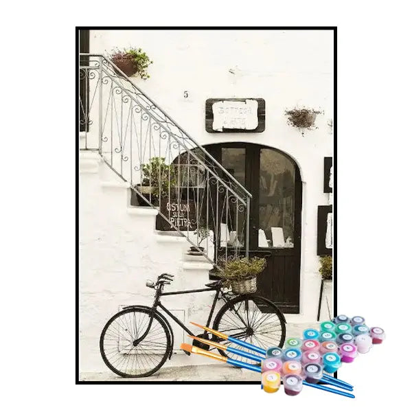 Kit de Pintura Numerada - Bicicleta na Varanda da Casa