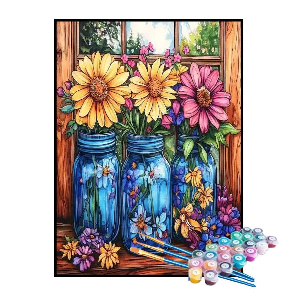 Kit de Pintura Numerada - Flores na Água