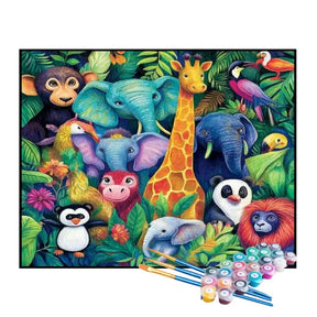 Kit de Pintura Numerada - Animais da Floresta Reunidos