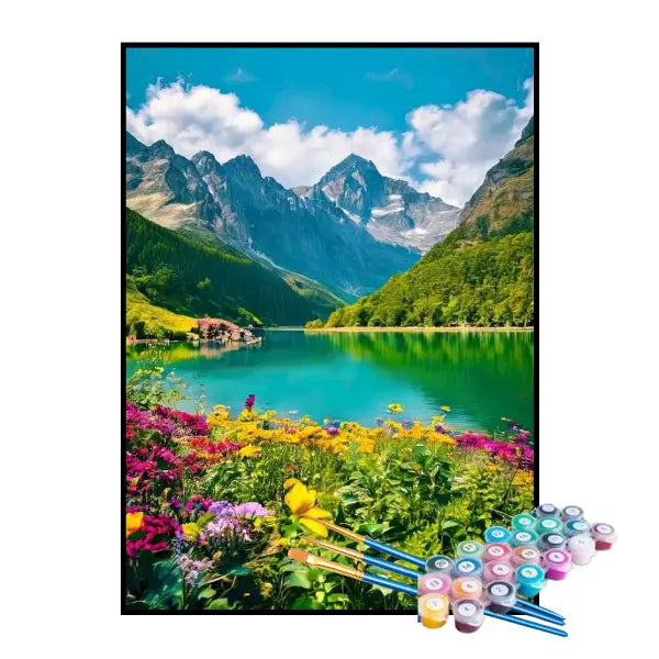 Kit de Pintura Numerada - Flores à Beira do Rio