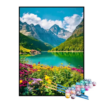 Kit de Pintura Numerada - Flores à Beira do Rio